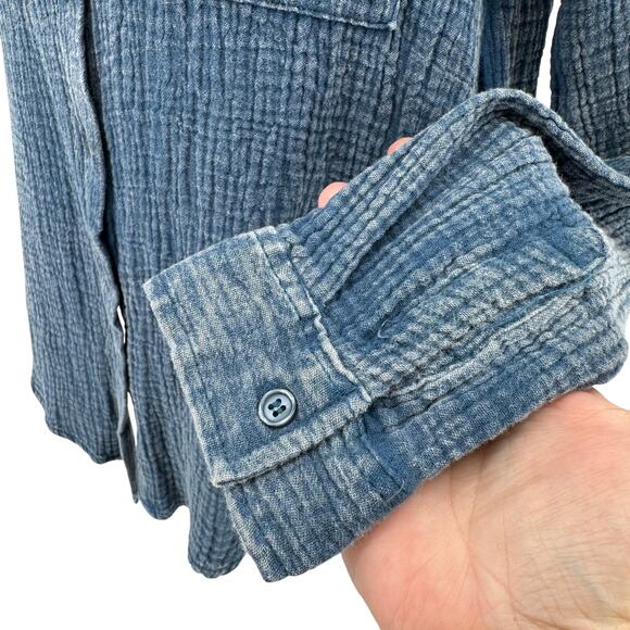 Wild Skye Raw Earth Button Up Shirt Top WMNS S Blue 4W30459 Long Sleeve Cotton - Picture 5 of 10